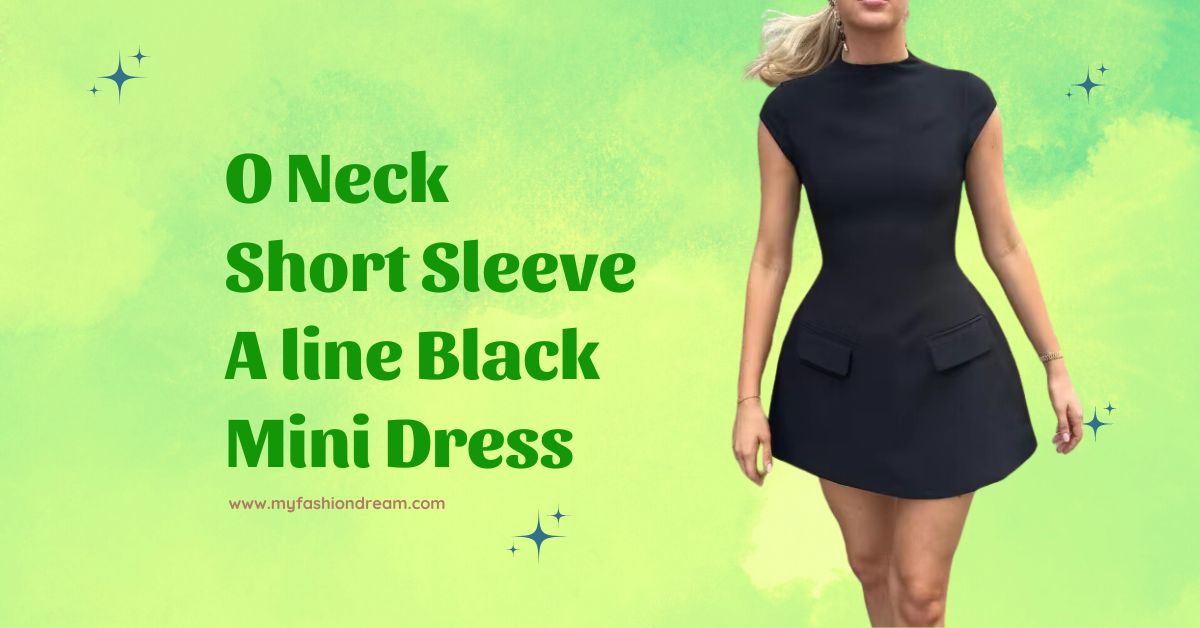 O Neck Short Sleeve A line Black Mini Dress