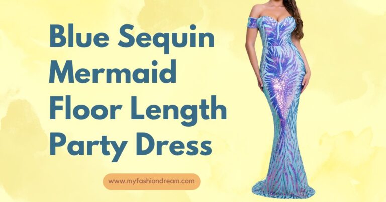 Blue Sequin Mermaid Floor Length Wedding Party Dress