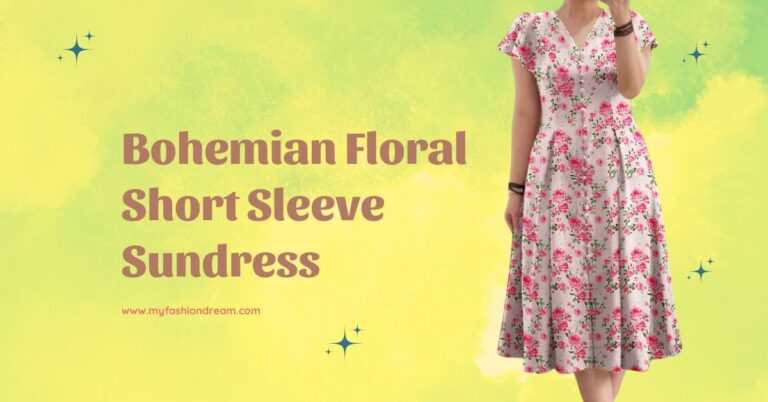 Bohemian Floral Short Sleeve Sundress - Casual Summer Holiday Dress