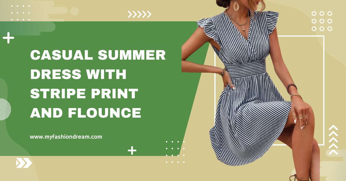 Casual Summer Dress with Stripe Print and Flounce