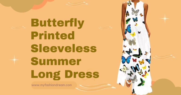 Elegant Butterfly Printed Sleeveless Summer Long Dress