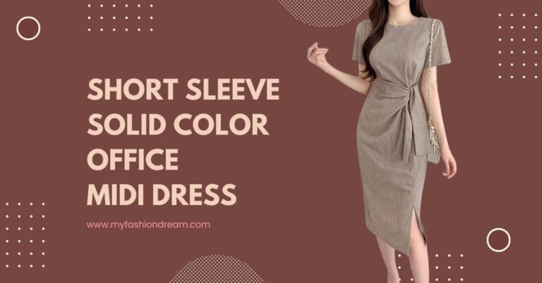 Elegant Short Sleeve Solid Color Femininas Vestidos Vintage Office Midi Dress