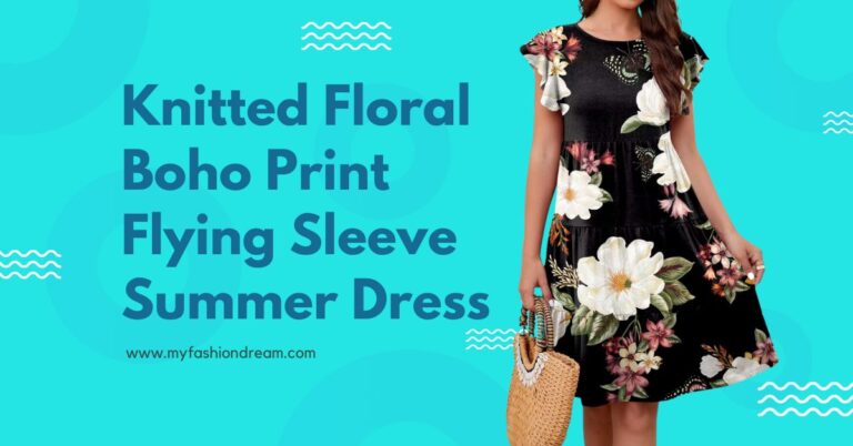 Knitted Floral Boho Print Flying Sleeve Summer Dress