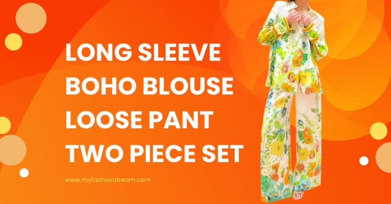 Long Sleeve Boho Blouse with Back Bow And Loose Pants Two Piece Set