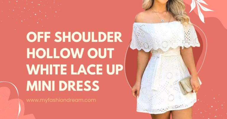 Off Shoulder Hollow Out White Lace Up Summer Mini Dress