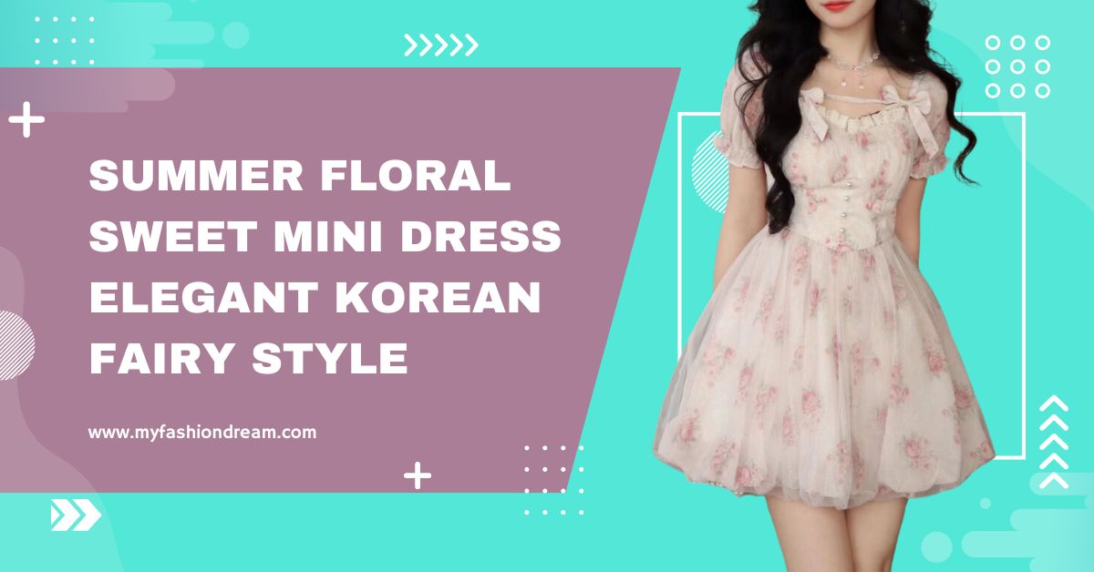 Summer Floral Sweet Mini Dress Elegant Korean Fairy Style