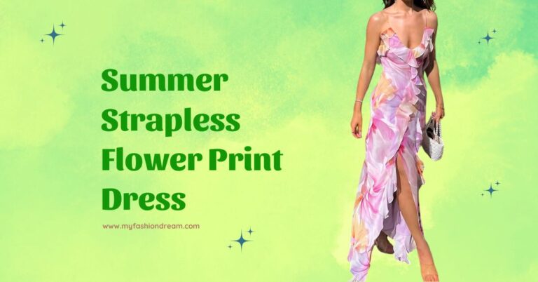 Summer Strapless Flower Print Dress with Tassel And Patchwork Details