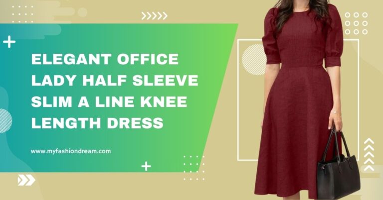 Elegant Office Lady Half Sleeve Slim A Line Knee Length Dress