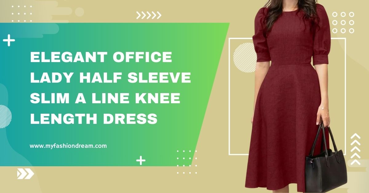 Elegant Office Lady Half Sleeve Slim A Line Knee Length Dress