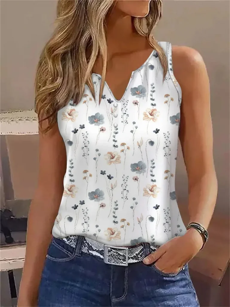 05. Fashionable Short Sleeved Floral Print Top for Women