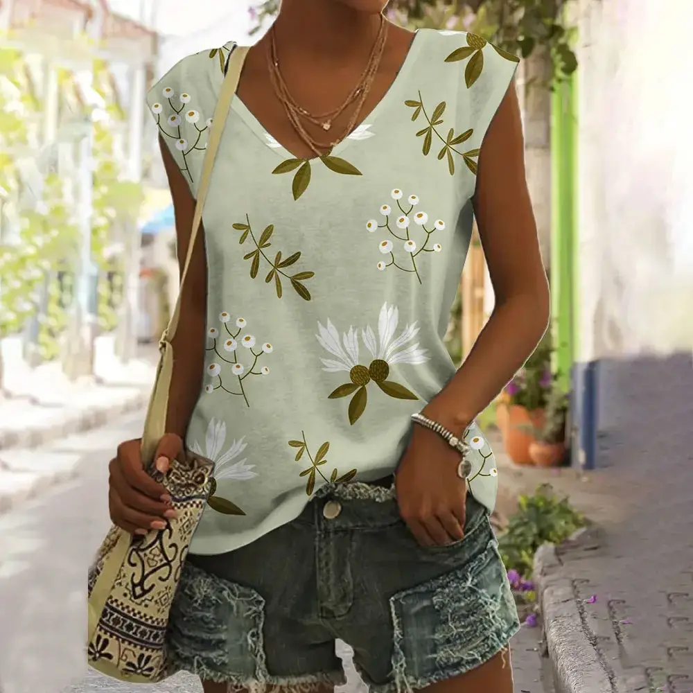 10. Lightweight Floral Tank with Ruffle Detailing