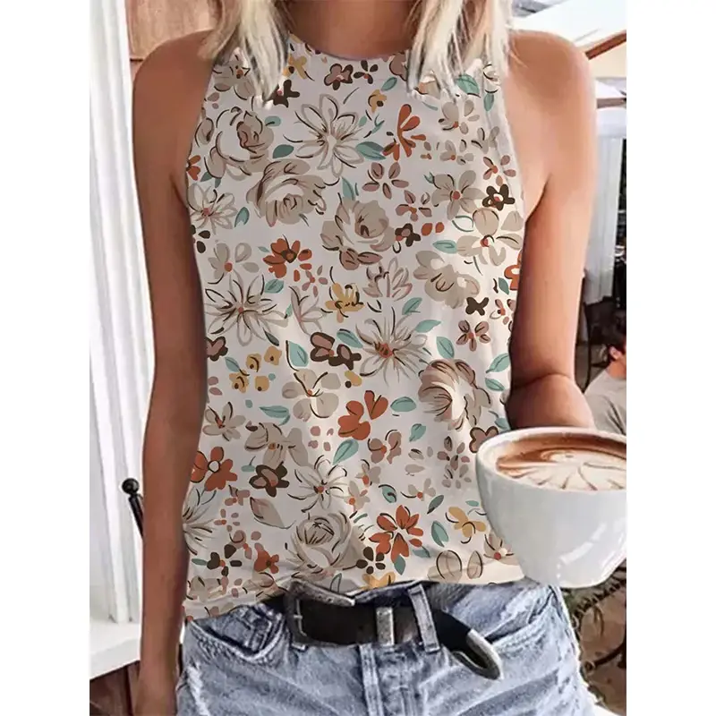 11. Bohemian Style Floral Tank with Lace Accents